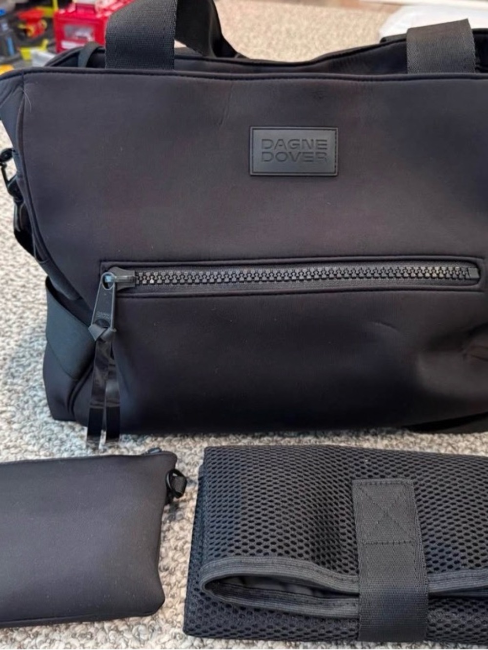 Dagne Dover Black Baby Bag with Pouch & Foldable Organizer